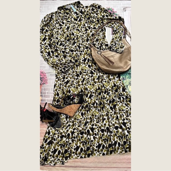 ASOS Curve Dresses & Skirts - ASOS Never Fully Dressed Plus tiered smock dress in green smudge print size 14